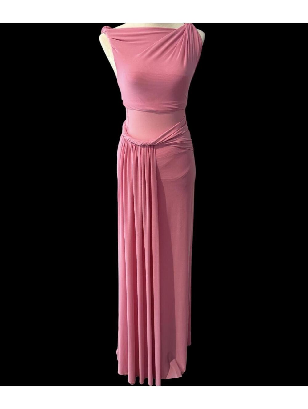 New MISHA Sisal Orchid Pink Mesh Maxi Dress Size Small
